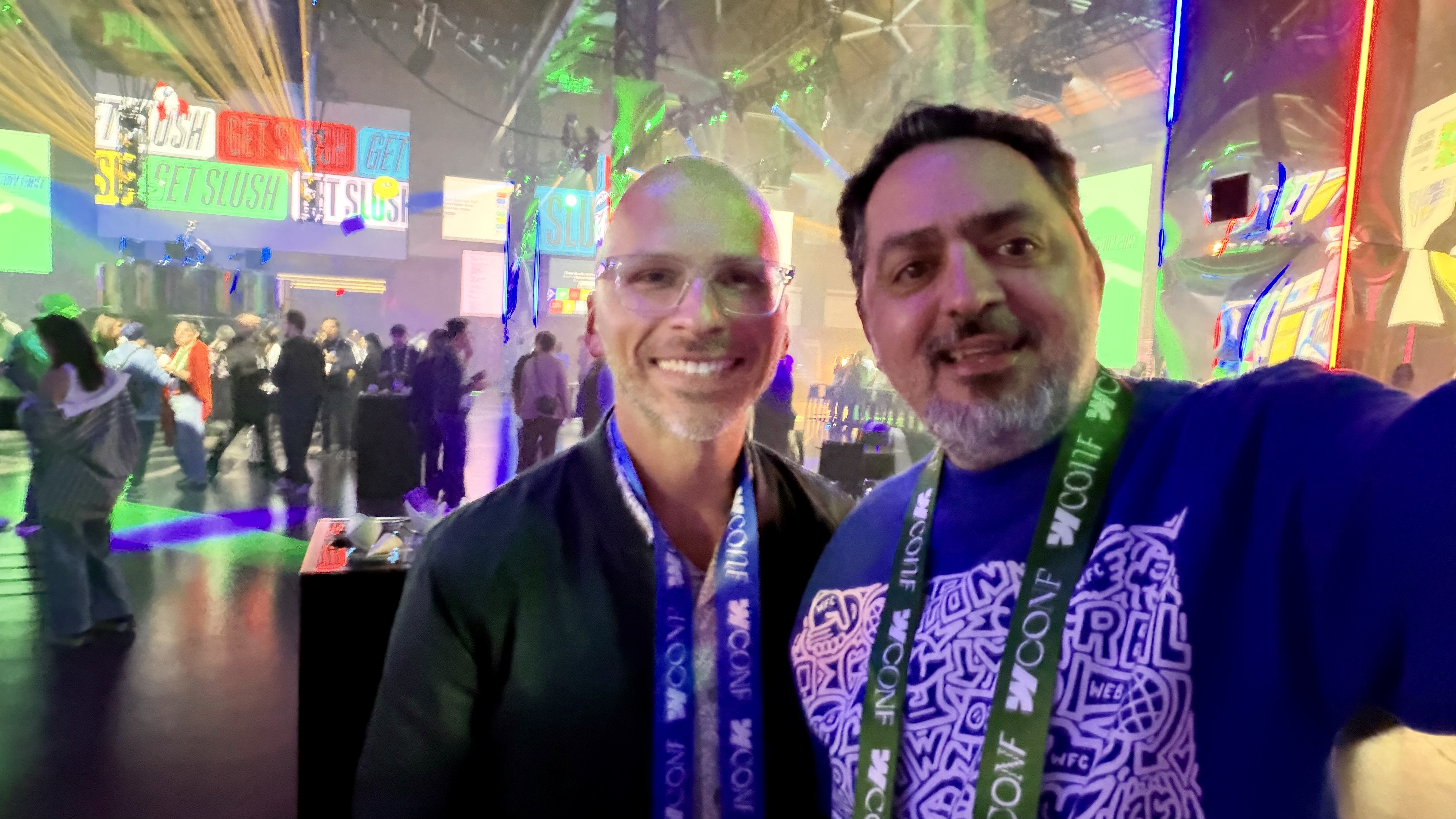 Webflow co-founder Sergei Magdalin and Karim Ardalan at the AfterFlow party