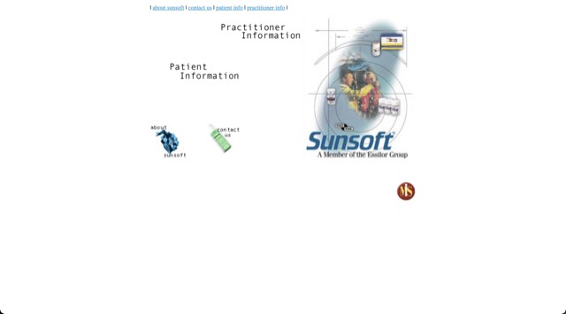Archive screenshot of the Sunsoft website as built by MIS, circa 1998