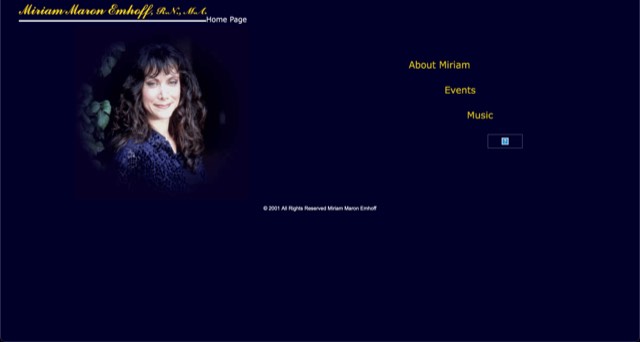 Archive screenshot of the Miriam’s Cyberwell website as built by MIS, circa 2001