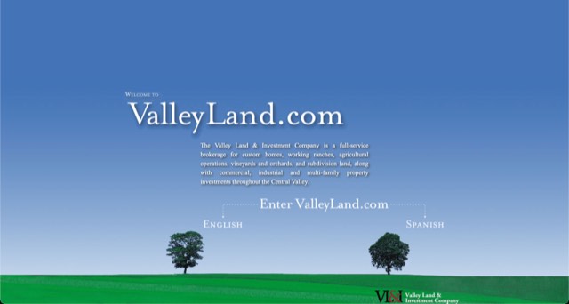 Archive screenshot of the ValleyLand website as built by MIS, circa 2005