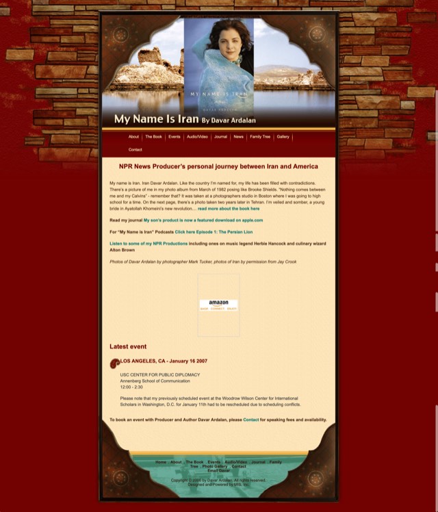 Archive screenshot of the My Name is Iran website as built by MIS, circa 2007