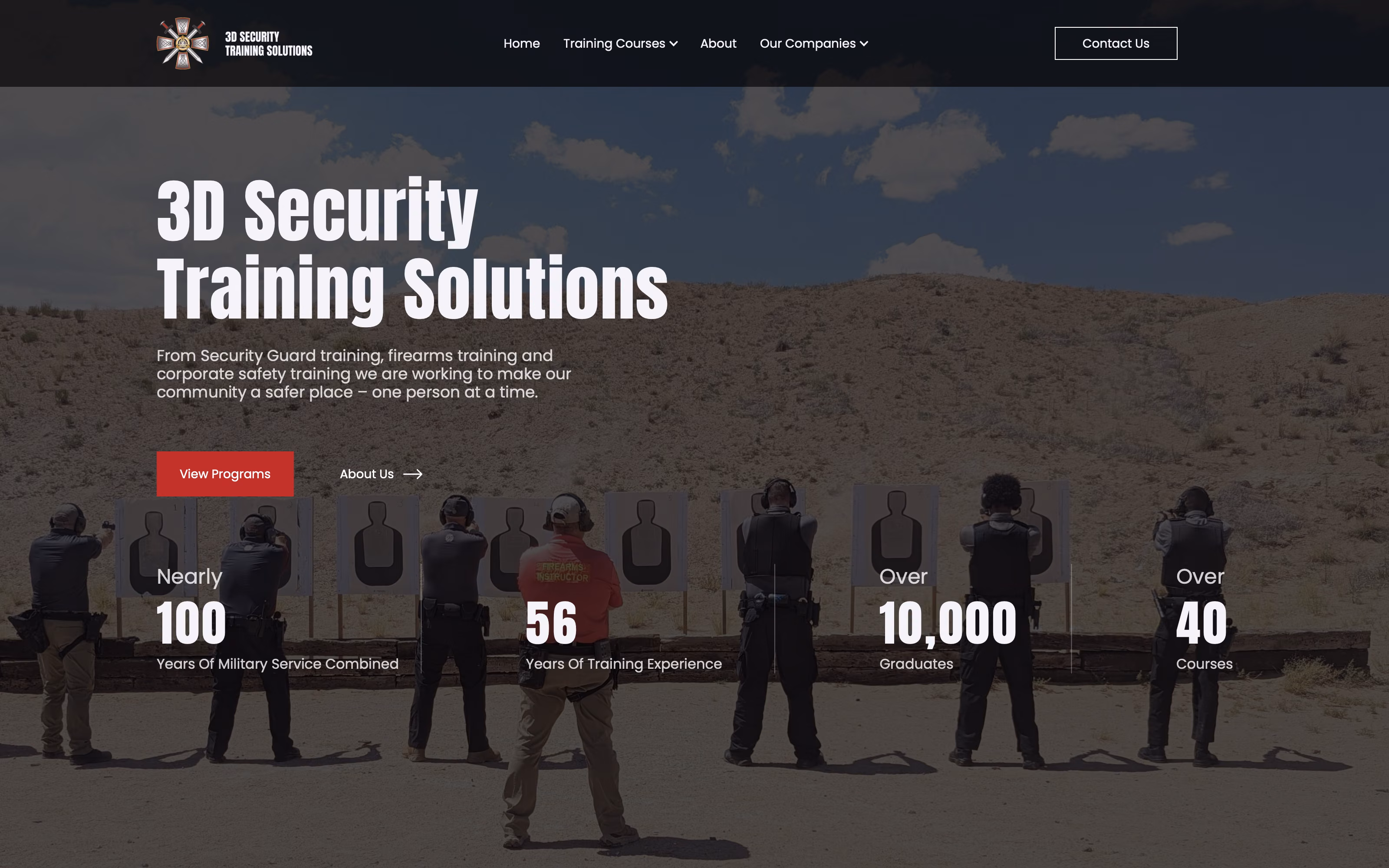 3D Security Training Solutions website homepage