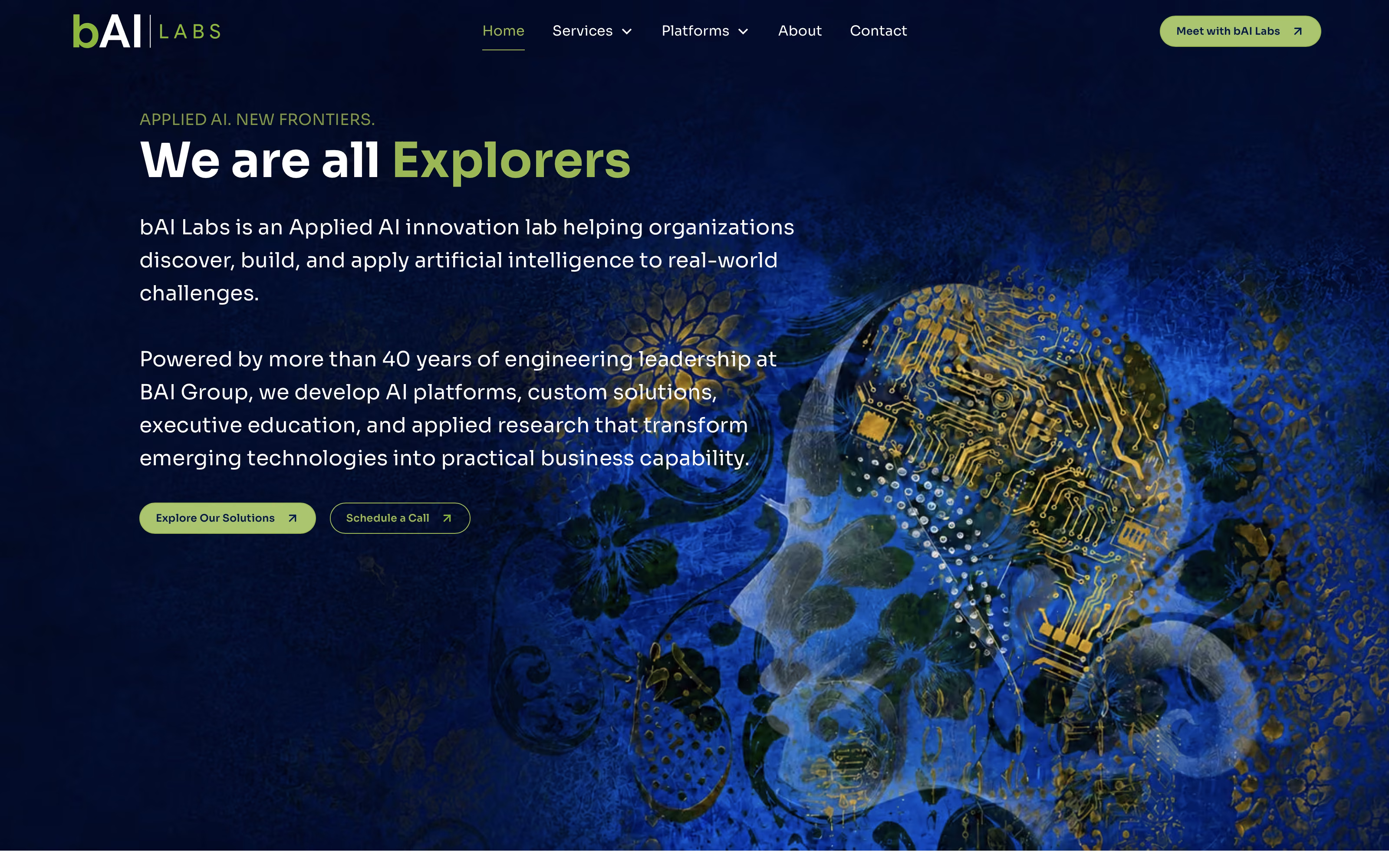 bAI Labs applied AI website homepage