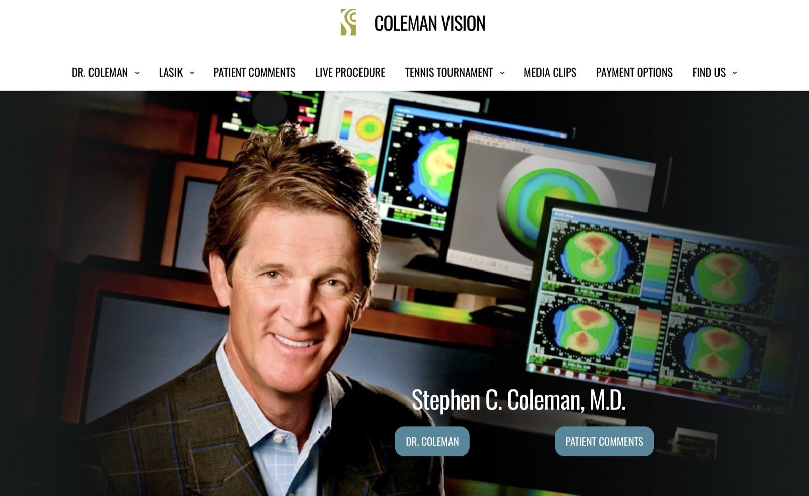 Coleman Vision website homepage for the Albuquerque LASIK practice