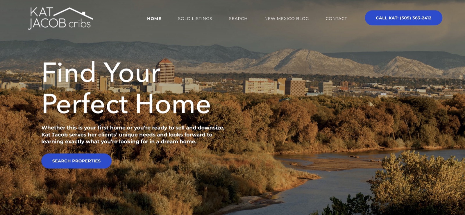 Kat Jacob Realtor website showing property search and listings