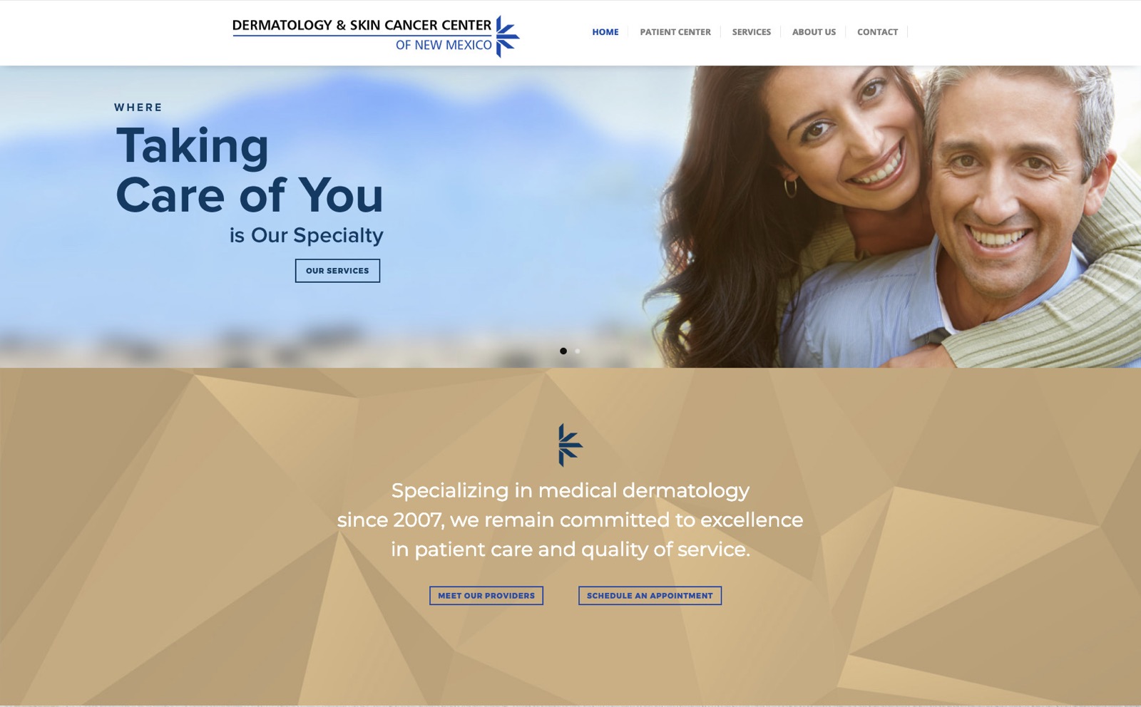 Dermatology and Skin Cancer Center of New Mexico website homepage