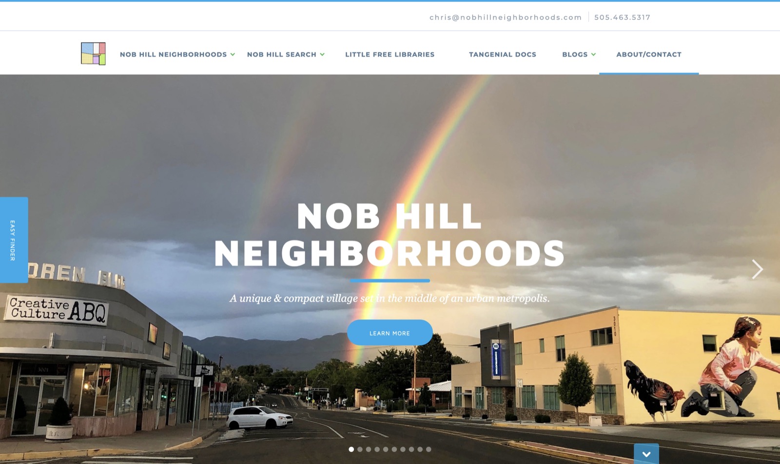Nob Hill Neighborhoods website showing Albuquerque neighborhood photography