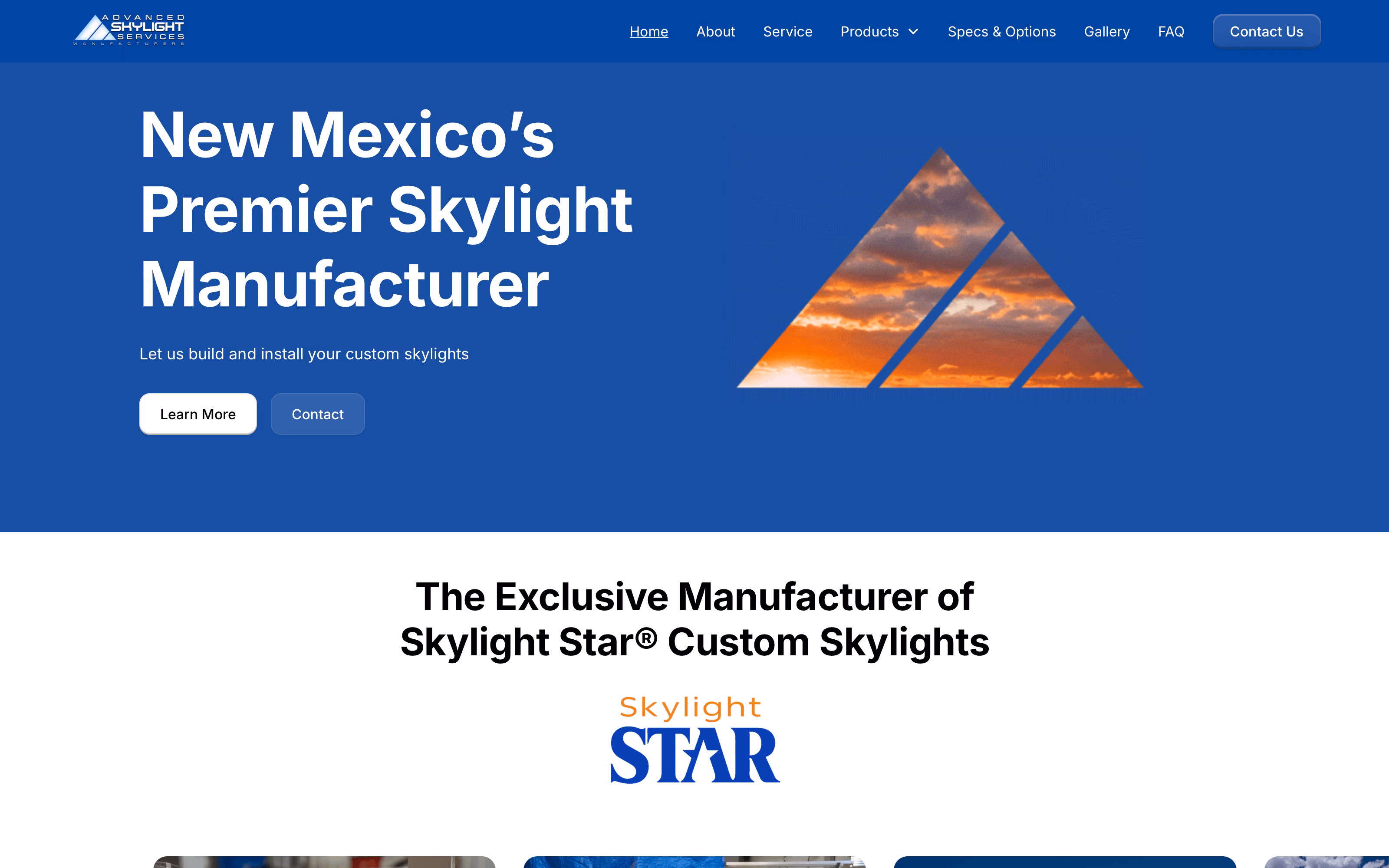 Advanced Skylight Services skylight manufacturer website