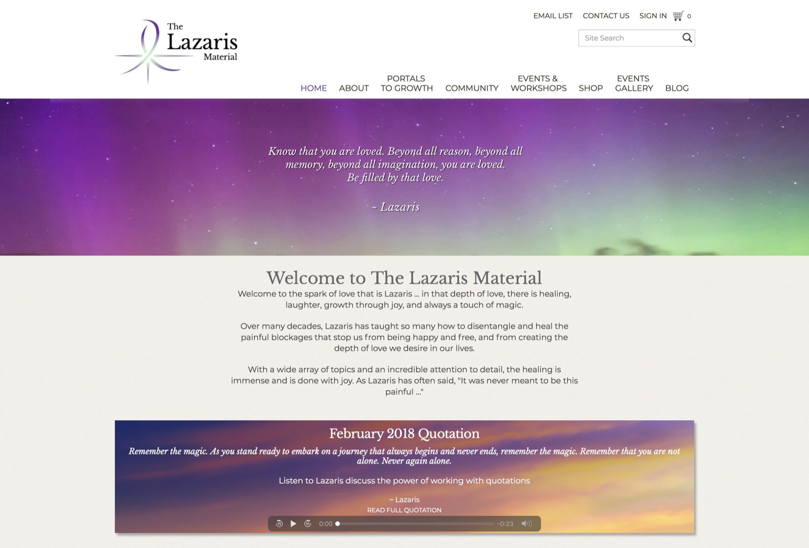 The Lazaris Material website and online store