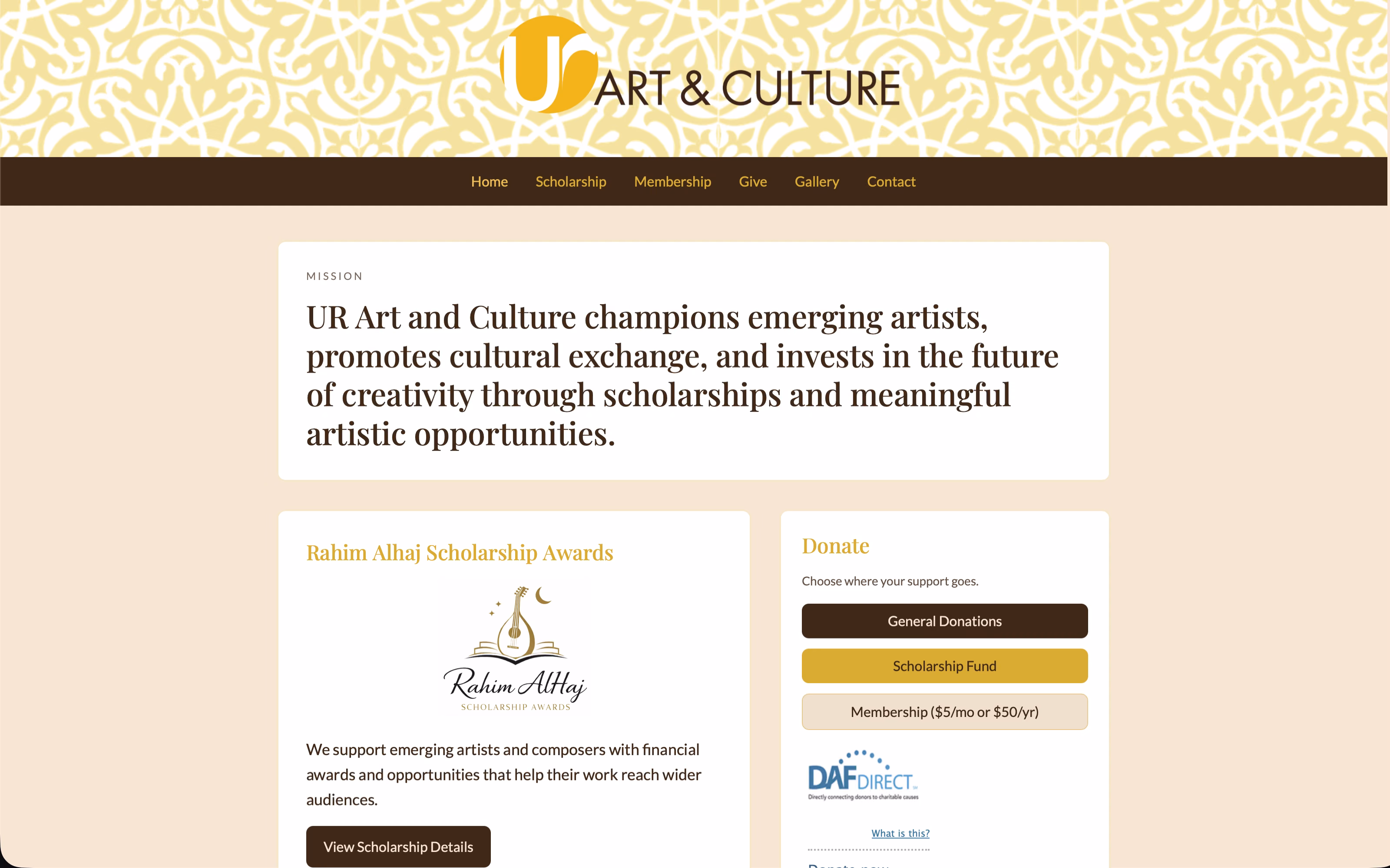 UR Art & Culture nonprofit website